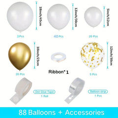 Golden Balloon Garland Kit 88Pcs w/ Confetti Balloons - Wedding & Party Decor