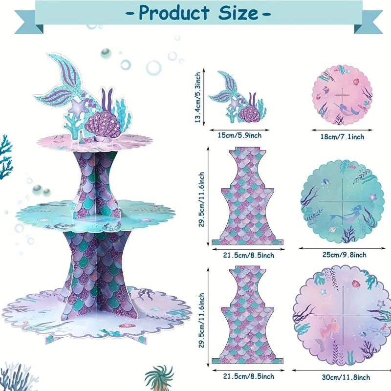 3 Tier Under the Sea Cupcake Stand for Girls Baby Shower Party