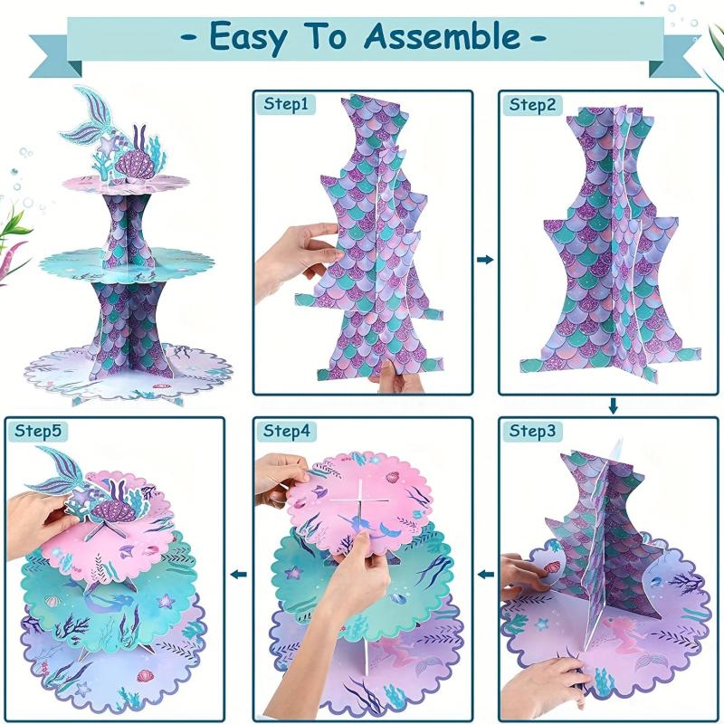 3 Tier Under the Sea Cupcake Stand for Girls Baby Shower Party