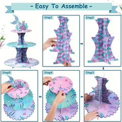 3 Tier Under the Sea Cupcake Stand for Girls Baby Shower Party