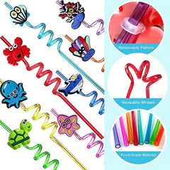 20pcs Sea Animal Curved Straws for Summer Parties