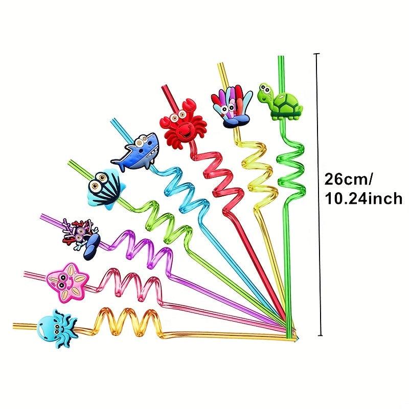 20pcs Sea Animal Curved Straws for Summer Parties