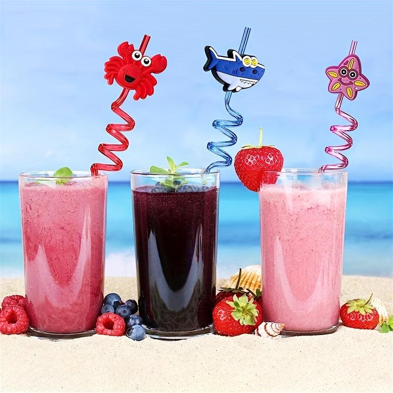 20pcs Sea Animal Curved Straws for Summer Parties