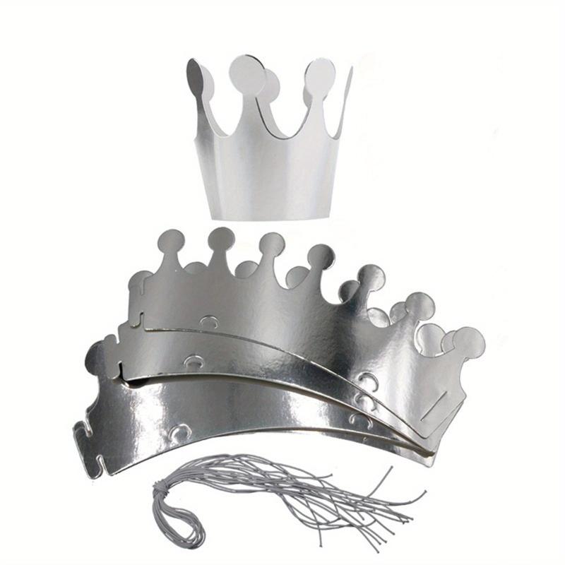 10pcs Golden & Silvery Cardboard Crown Birthday Hat - Party Decoration Gift