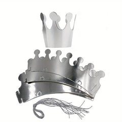 10pcs Golden & Silvery Cardboard Crown Birthday Hat - Party Decoration Gift