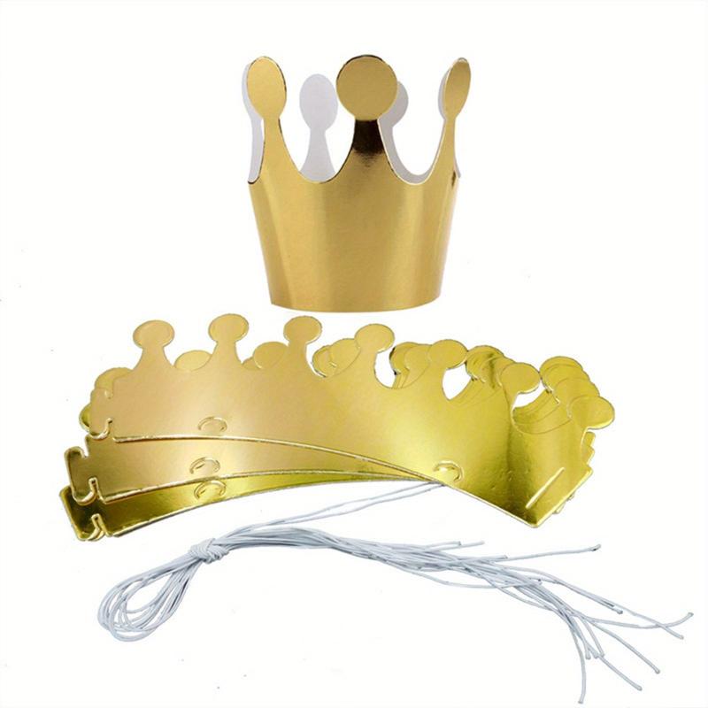 10pcs Golden & Silvery Cardboard Crown Birthday Hat - Party Decoration Gift