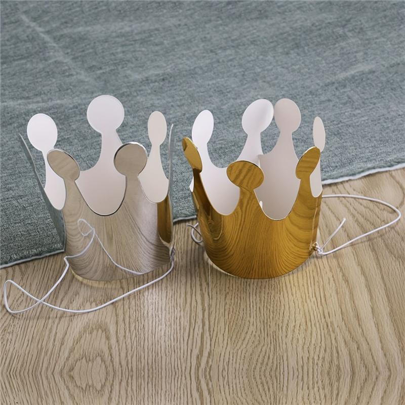 10pcs Golden & Silvery Cardboard Crown Birthday Hat - Party Decoration Gift
