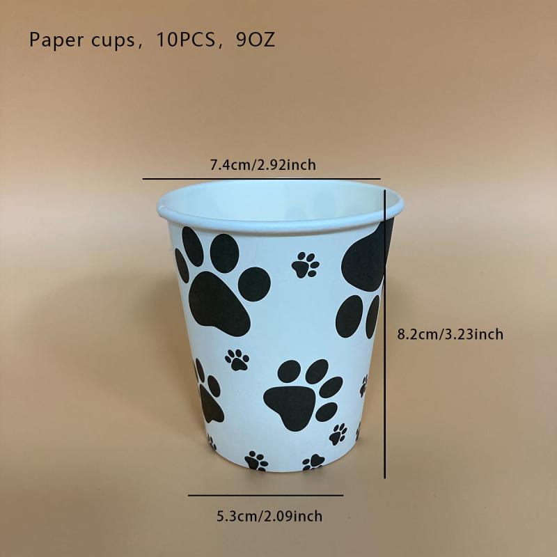 Pet Dog Claw Party Decoration Set Balloon Cup Plate Supplies