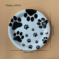 Pet Dog Claw Party Decoration Set Balloon Cup Plate Supplies