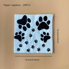 Pet Dog Claw Party Decoration Set Balloon Cup Plate Supplies