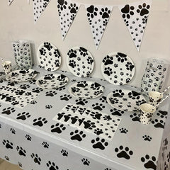 Pet Dog Claw Party Decoration Set Balloon Cup Plate Supplies