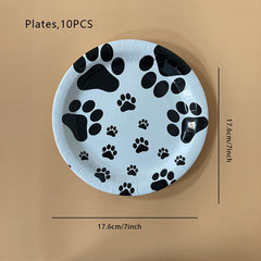 Pet Dog Claw Party Decoration Set Balloon Cup Plate Supplies