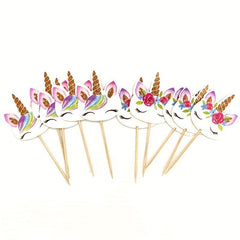 24pcs Unicorn Cake Flags Cupcake Topper Cake Decor Supplies