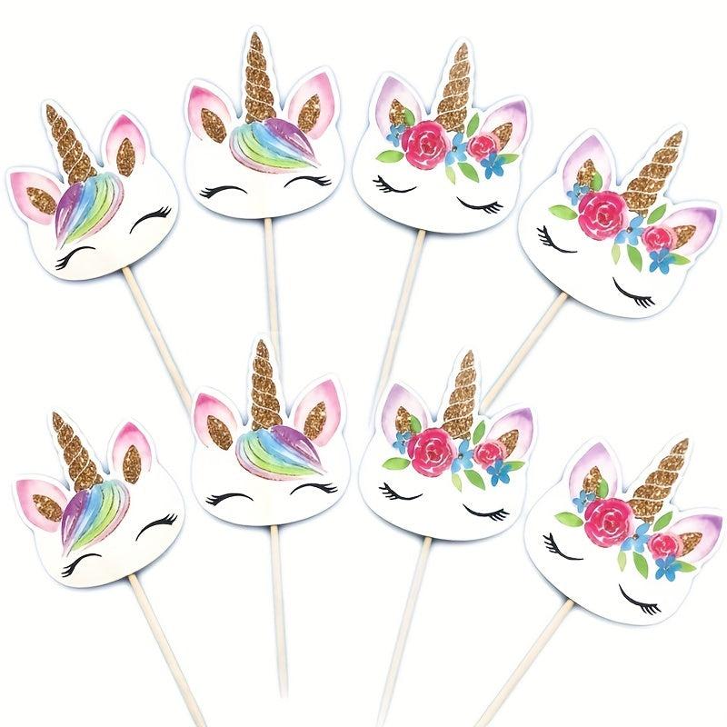 24pcs Unicorn Cake Flags Cupcake Topper Cake Decor Supplies
