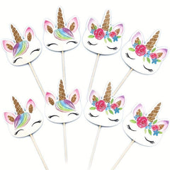 24pcs Unicorn Cake Flags Cupcake Topper Cake Decor Supplies