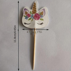24pcs Unicorn Cake Flags Cupcake Topper Cake Decor Supplies