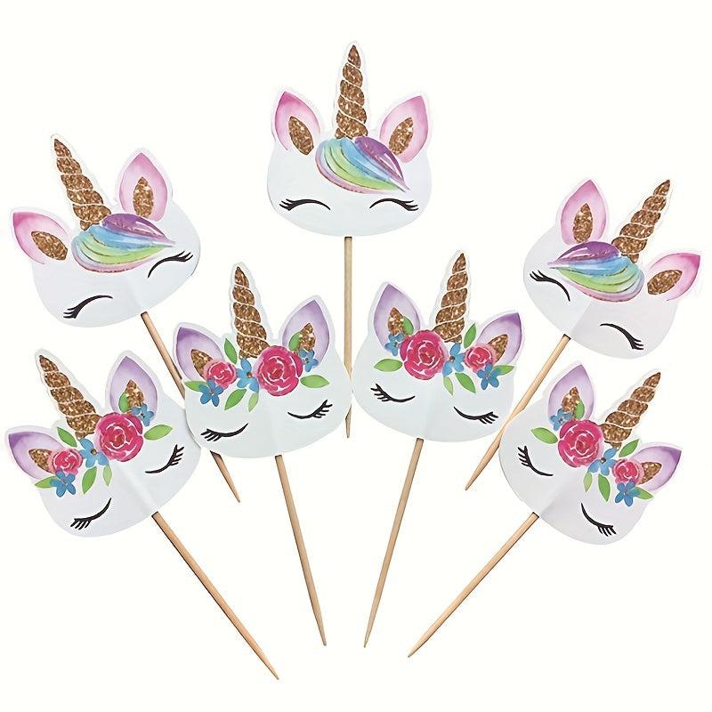 24pcs Unicorn Cake Flags Cupcake Topper Cake Decor Supplies