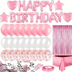 34pcs Rose Golden Birthday Party Decorations Set