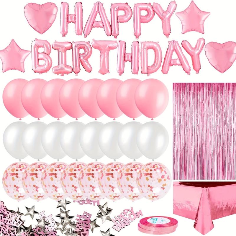 34pcs Rose Golden Birthday Party Decorations Set