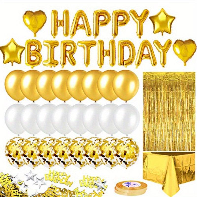 34pcs Rose Golden Birthday Party Decorations Set