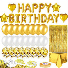 34pcs Rose Golden Birthday Party Decorations Set