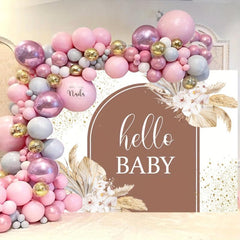 Glitter Boho Baby Shower Backdrop 7x5ft with Pampas Grass