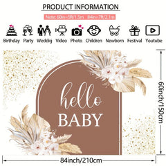 Glitter Boho Baby Shower Backdrop 7x5ft with Pampas Grass