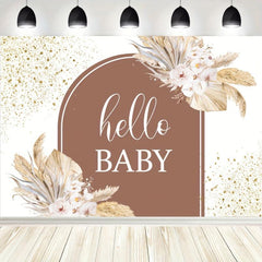 Glitter Boho Baby Shower Backdrop 7x5ft with Pampas Grass