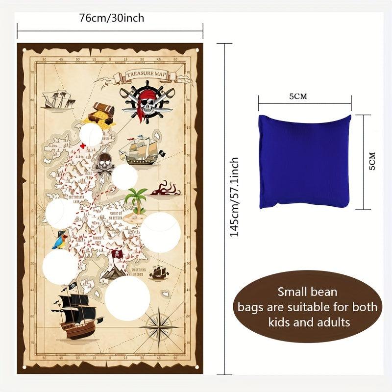 Pirate Adventure Sandbag Flag for Outdoor Games - Score Banner with Treasure Map