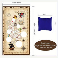Pirate Adventure Sandbag Flag for Outdoor Games - Score Banner with Treasure Map