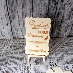 Wooden Wedding Guest Book with 73 Wood Hearts