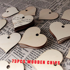Wooden Wedding Guest Book with 73 Wood Hearts