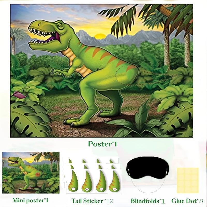 Dinosaur Party Game With Tail Stickers - Dino Birthday Supplies