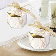 50pcs Marble Print Candy Boxes Treat Box Wedding Party Supplies