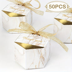 50pcs Marble Print Candy Boxes Treat Box Wedding Party Supplies