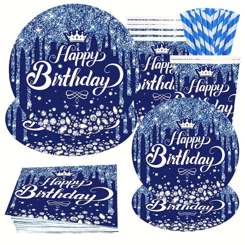 Dark Birthday Party Tableware Set - Disposable Plates, Cups, Straws & Decor