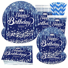 Dark Birthday Party Tableware Set - Disposable Plates, Cups, Straws & Decor
