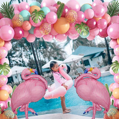 Hawaiian Flamingo Balloon Chain Set - Summer Party Supplies