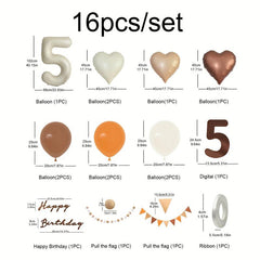 16pcs Retro Style Cream Birthday Balloon Number Love 1 9 Years Old