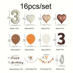 16pcs Retro Style Cream Birthday Balloon Number Love 1 9 Years Old