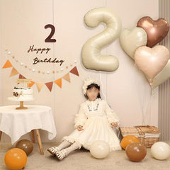 16pcs Retro Style Cream Birthday Balloon Number Love 1 9 Years Old
