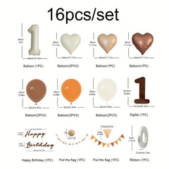 16pcs Retro Style Cream Birthday Balloon Number Love 1 9 Years Old