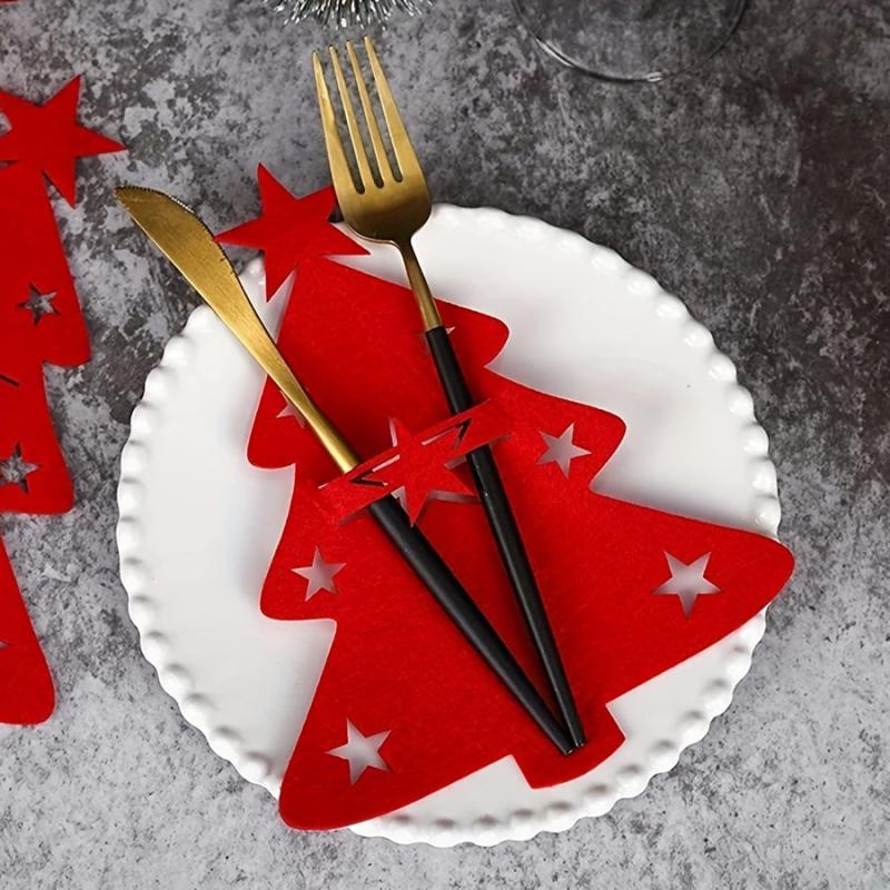 Portable Christmas Tree Cutlery Holder Bag Xmas Party Table Decor
