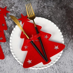 Portable Christmas Tree Cutlery Holder Bag Xmas Party Table Decor