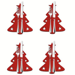 Portable Christmas Tree Cutlery Holder Bag Xmas Party Table Decor