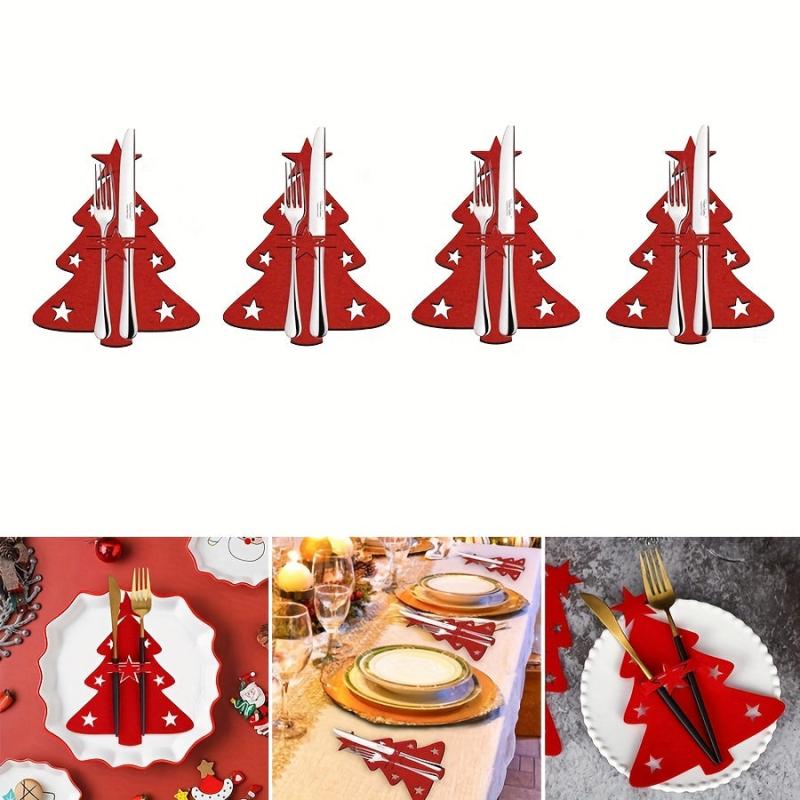 Portable Christmas Tree Cutlery Holder Bag Xmas Party Table Decor