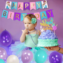 Mermaid Party Decorations Set with Banner Tablecloth Topper Balloons