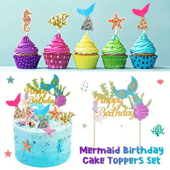 Mermaid Party Decorations Set with Banner Tablecloth Topper Balloons