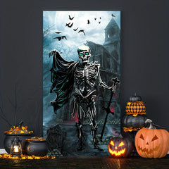 Halloween Door Cover Large Fabric Skeleton Door Decoration