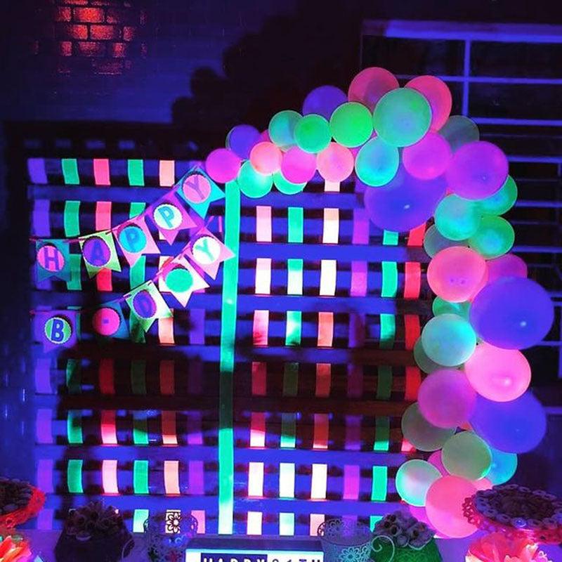 100pcs UV Neon Glow Latex Balloons Happy Birthday Fluorescent Luminous Balloons